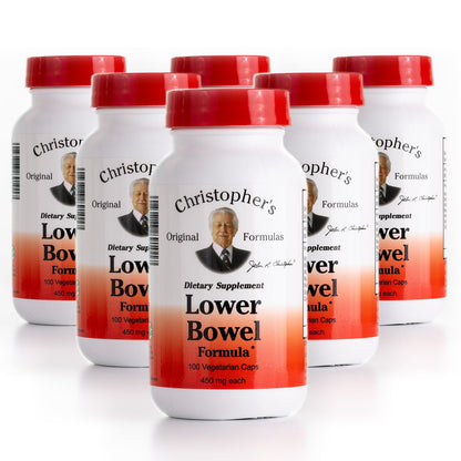 Christopher's Original Formulas Lower Bowel Cleanse Capsules - Herbal Digestive Support (100 ct) Pack of 6