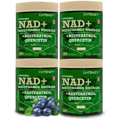 CHTENZY Nicotinamide Riboside 900mg | Liposomal with Resveratrol & Quercetin | 80 Capsules x 4 Bottles