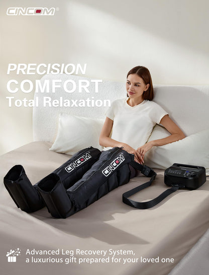 CINCOM Air Compression Recovery System – 6-Zone Leg Massager Boots for Circulation & Recovery | FSA/HSA Eligible