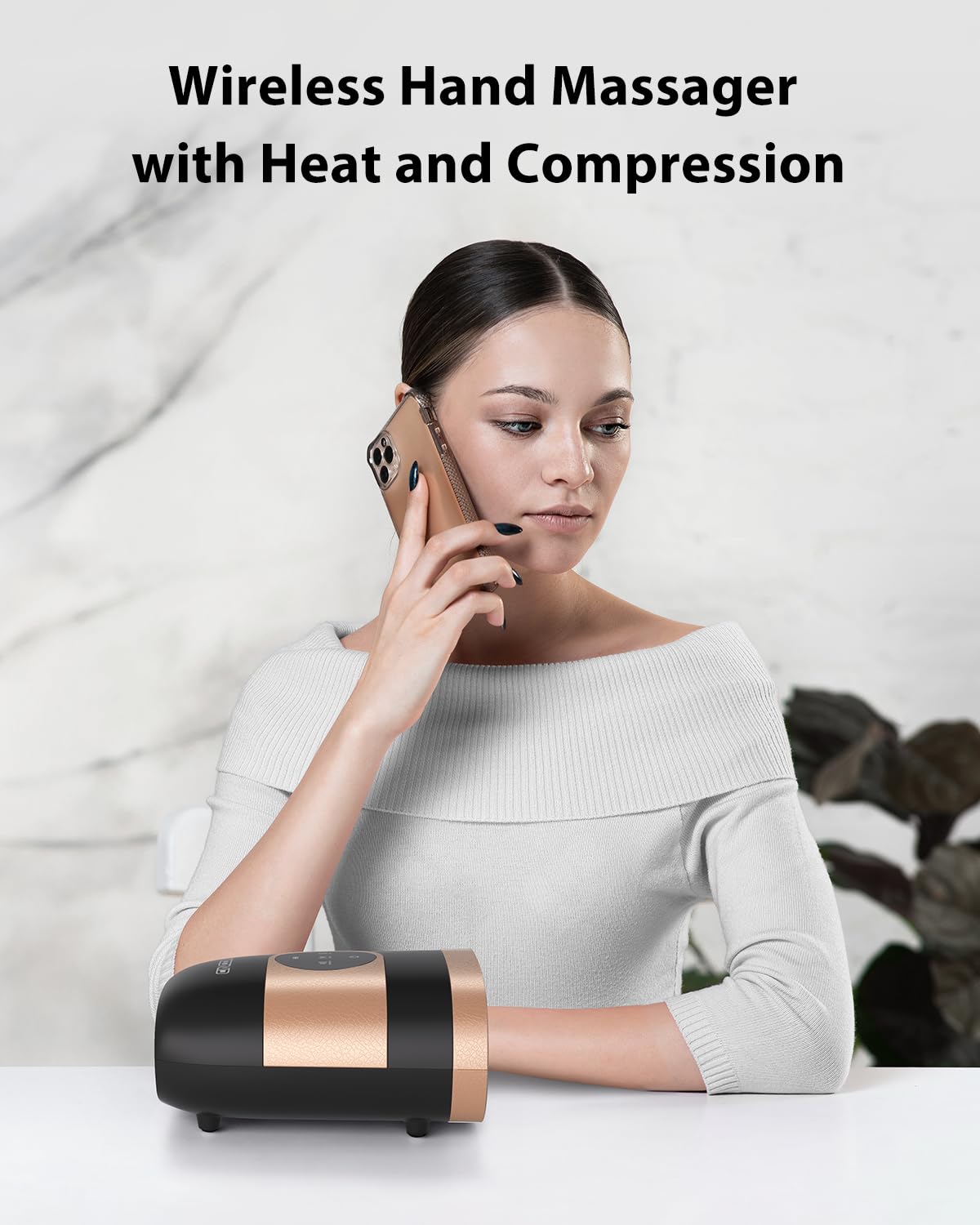 CINCOM Upgraded Hand Massager with Heat & Compression – Cordless & Rechargeable