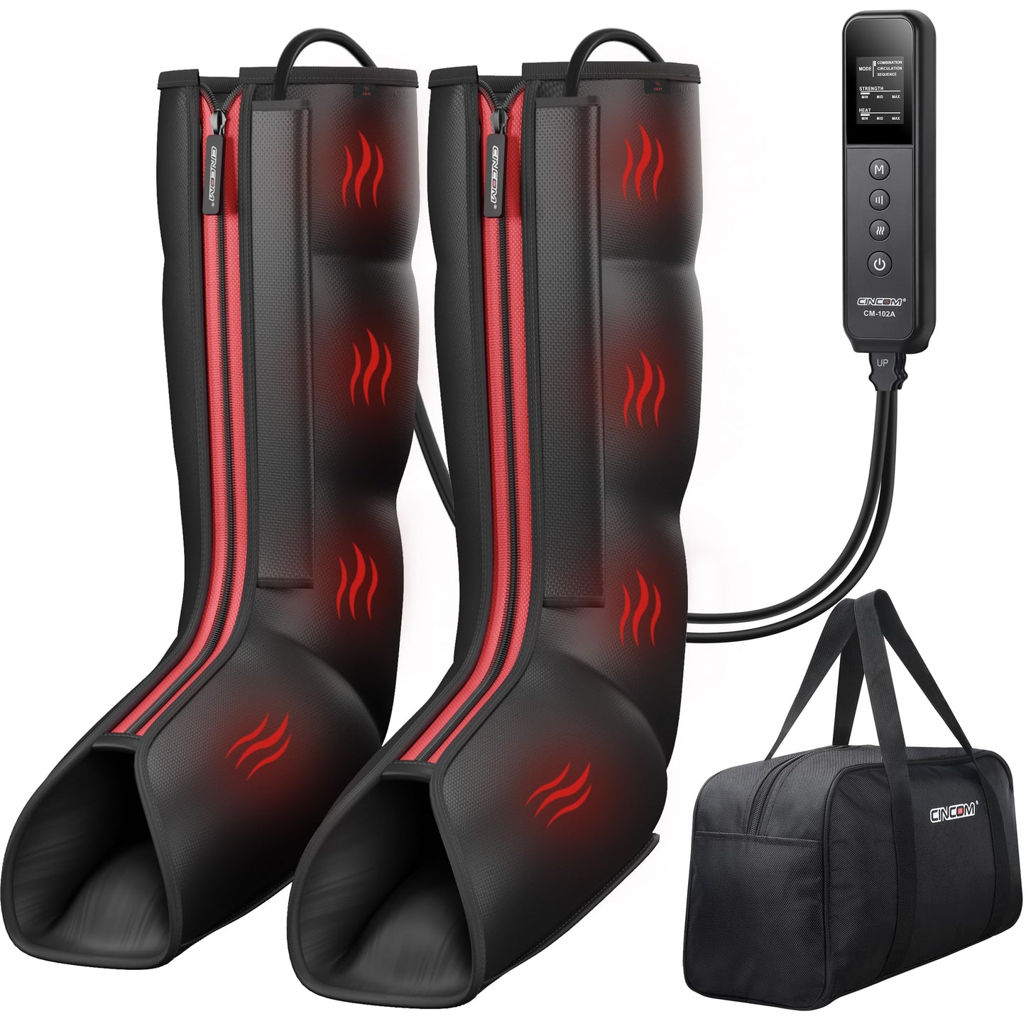 CINCOM Leg Massager with Heat & Compression – 360° Foot & Calf Massage