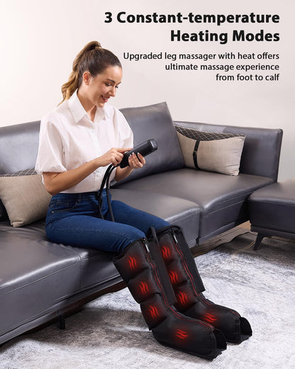 CINCOM Leg Massager with Heat & Compression – 360° Foot & Calf Massage