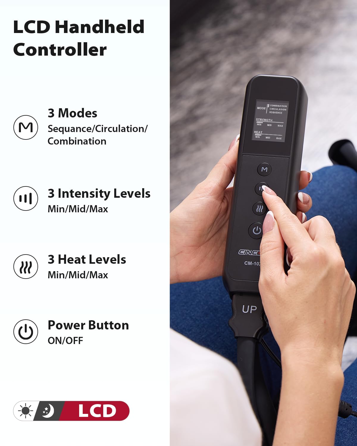 CINCOM Leg Massager with Heat & Compression – 360° Foot & Calf Massage