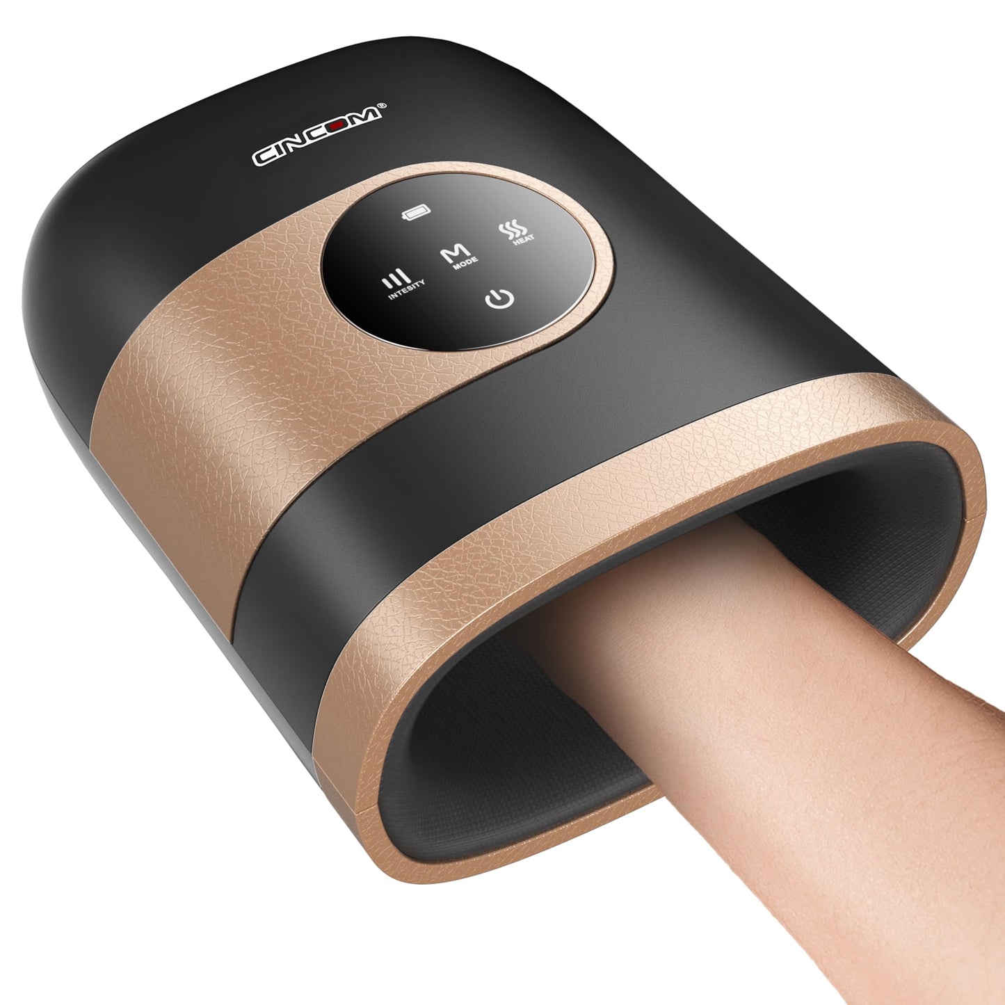 CINCOM Upgraded Hand Massager with Heat & Compression – Cordless & Rechargeable