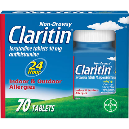 Claritin 24 Hour Allergy Relief | Non-Drowsy Loratadine Tablets, 70 Count