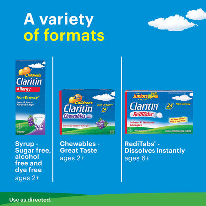 Children's Claritin Chewables Grape 24 HR Allergy Relief for Kids | 30 Count