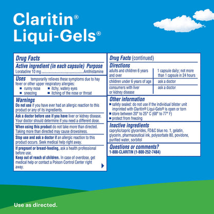 Claritin Liqui-Gels 24-Hour Allergy Relief | Non-Drowsy Loratadine Capsules (60 Count)