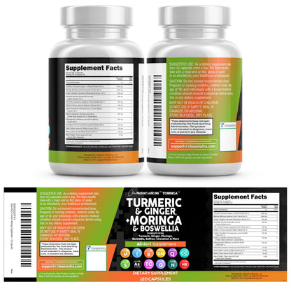 Turmeric Moringa Supplement with Ginger & Boswellia – Saffron 5Pack | Clean Nutraceuticals