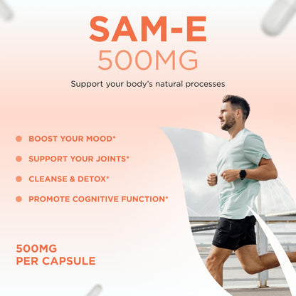 Clear Formulas Bioactive SAM-e 500mg – Mood & Liver Support (Vegan, Non-GMO, Made in USA)