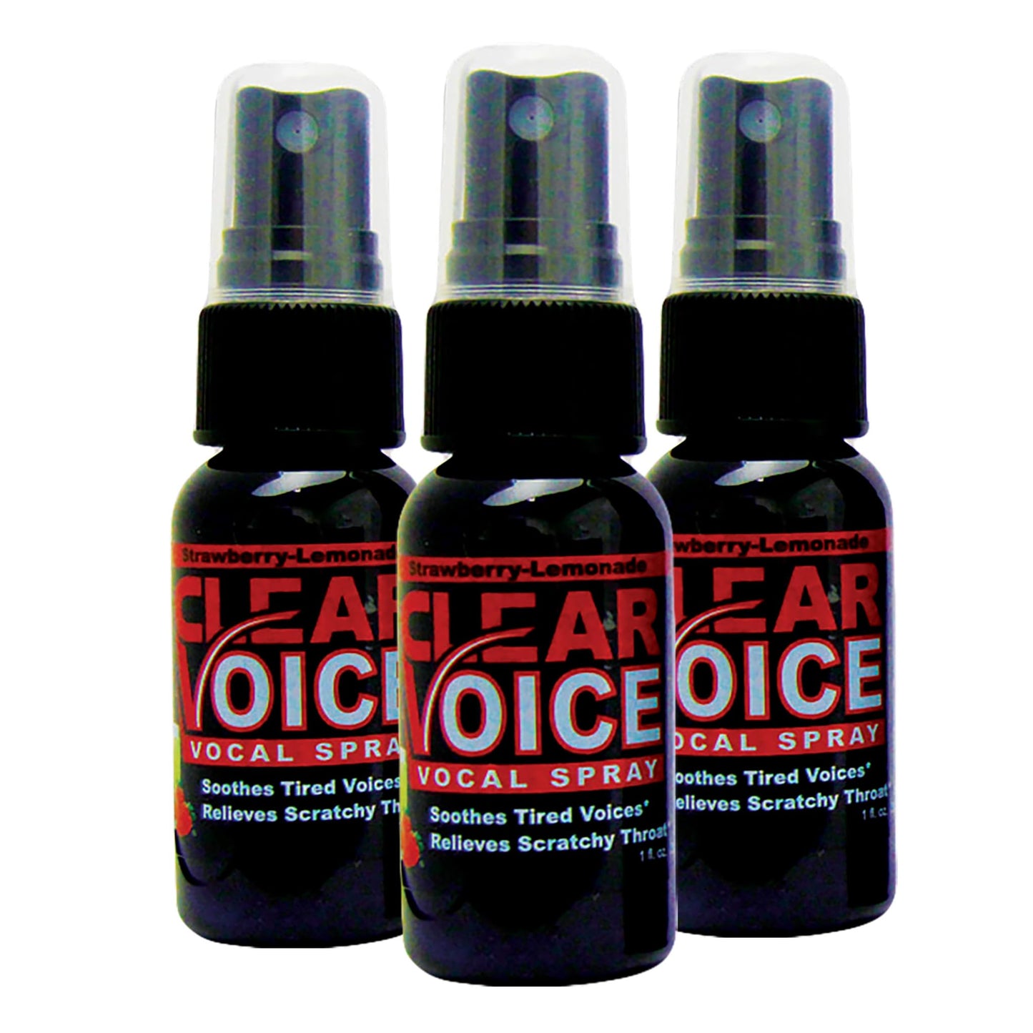 Clear Voice Vocal Throat Spray – Fast Acting Herbal Relief for Singers & Speakers – USA Made Strawberry Lemonade (3 Pack)