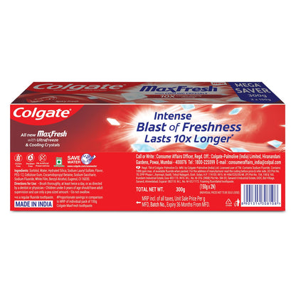 Colgate MaxFresh Red Gel Toothpaste 2x150g Combo Pack – Spicy Fresh