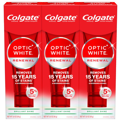 Colgate Optic White Renewal 3-Pack Toothpaste – Whitening, 3.0 oz