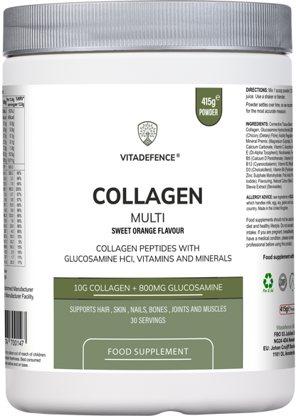 Collagen Multi | Orange Flavour Powder with Glucosamine, Vitamins & Minerals – 415 g