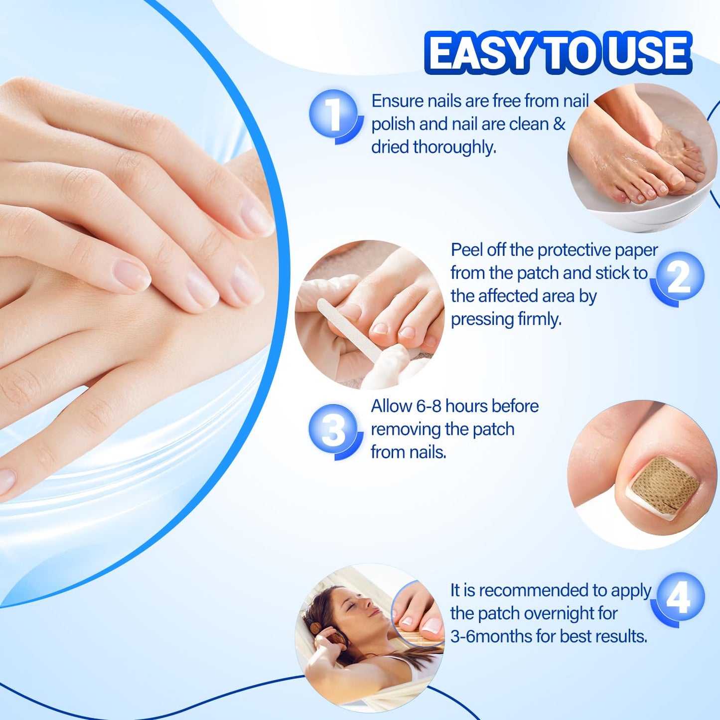 Comfort Toenail Fungus Patches - Extra Strength Hydrogel Overnight Nail Repair (50 Pcs)