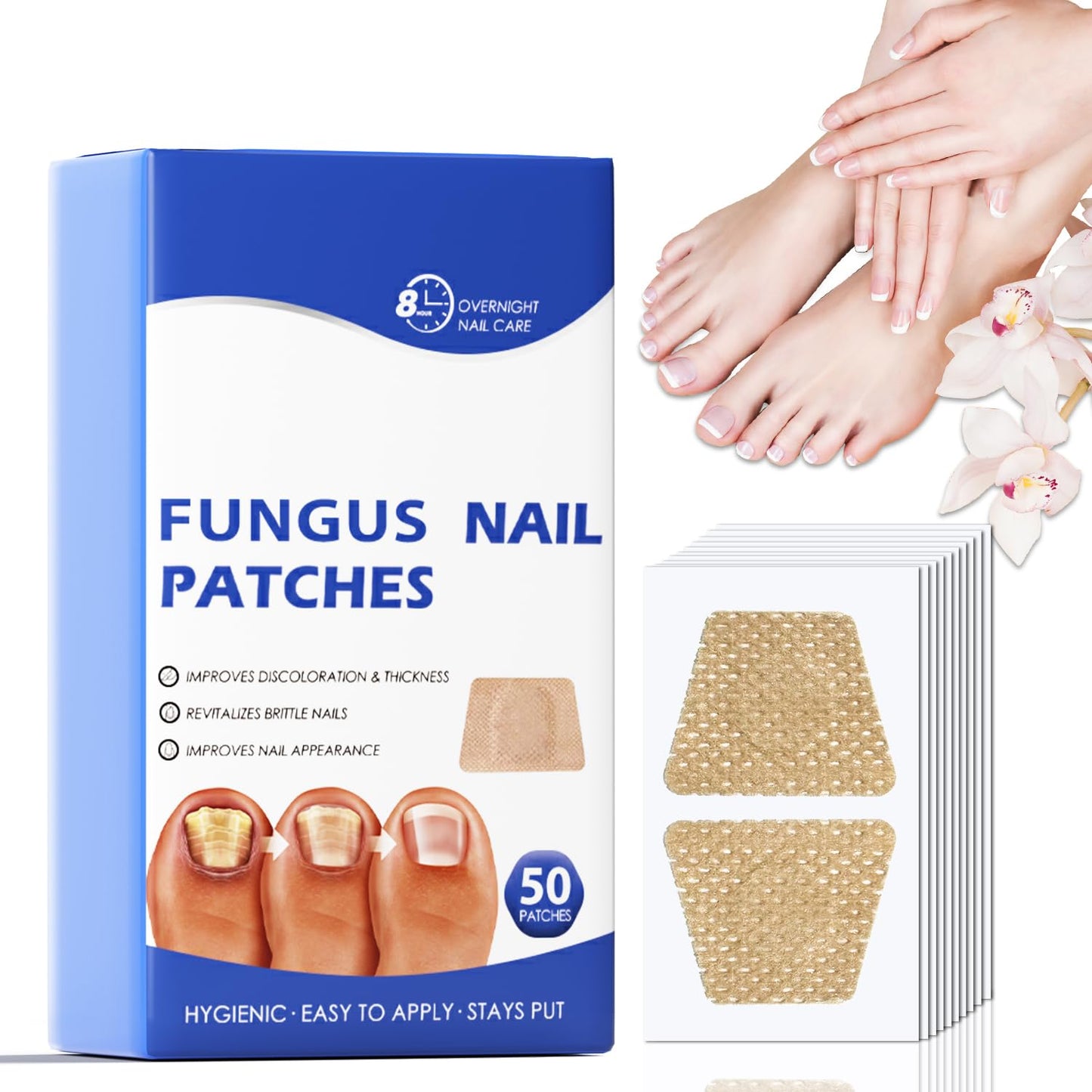 Comfort Toenail Fungus Patches - Extra Strength Hydrogel Overnight Nail Repair (50 Pcs)