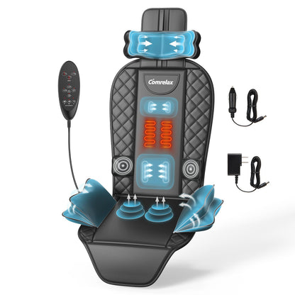 comrelax Back Massager with Heat & Traction — Full Back Massage Pad for Office & Home