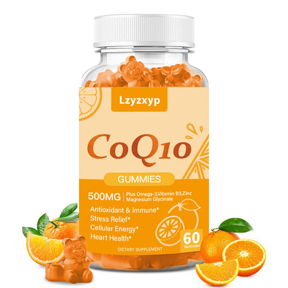 CoQ10 Oranges Gummies 500mg – 3X Absorption | Heart Health, Cellular Energy & Antioxidants | Vegan, Non-GMO 60 Ct