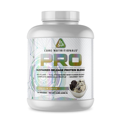 Core Nutritionals Pro Sustained Release Whey Protein Blend – Cookies N Cream, 25g Protein, 2g Carbs, Digestive Enzymes, 5 lb