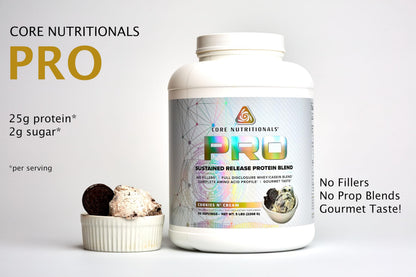 Core Nutritionals Pro Sustained Release Whey Protein Blend – Cookies N Cream, 25g Protein, 2g Carbs, Digestive Enzymes, 5 lb