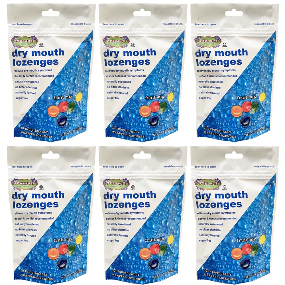 Cotton Mouth Lozenges Fruit Mix – 3.3oz Bag (6 Bags) | Dry Mouth Relief, Sugar Free & Gluten Free