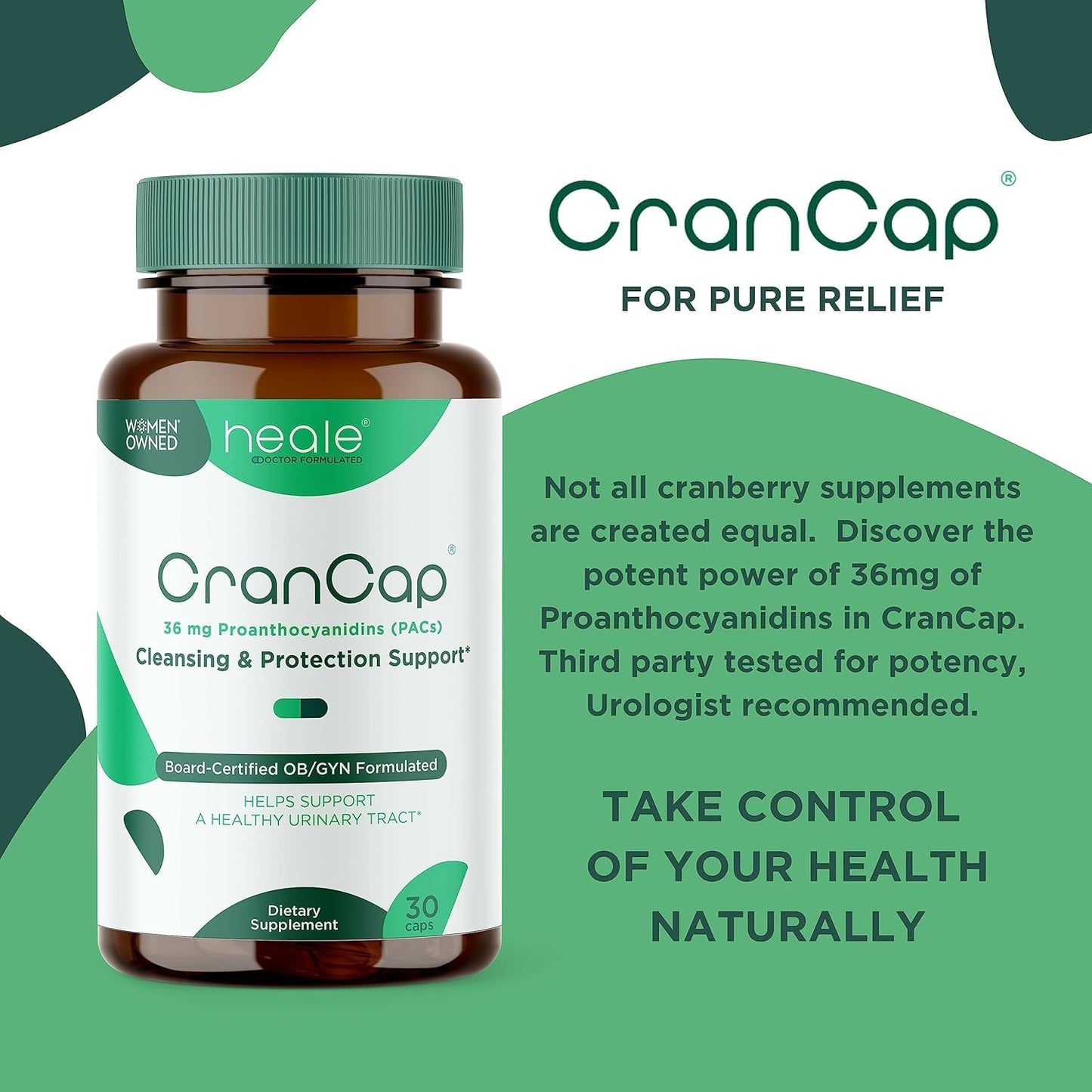 CranCap Cranberry Pills — Urinary Tract Support, 36 mg PACs, 180 Capsules | Heale