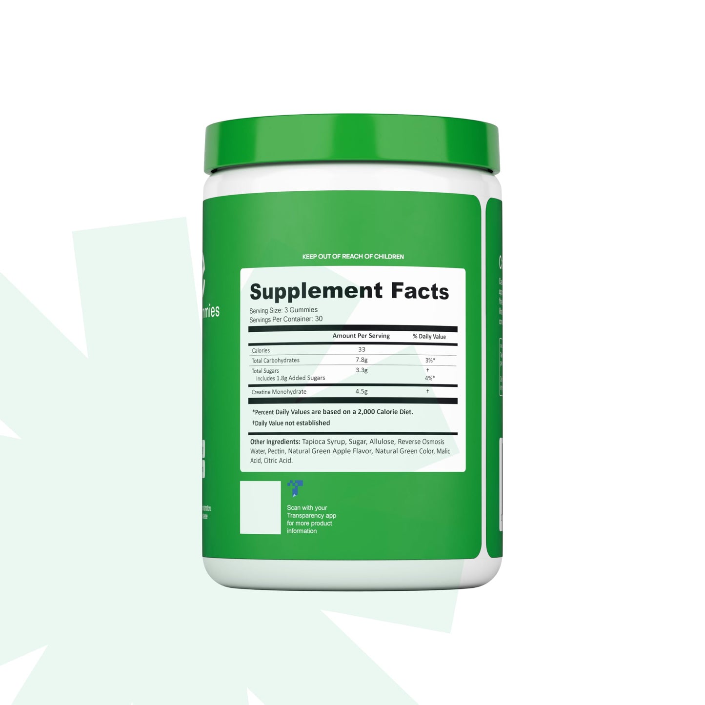 Create Creatine Monohydrate Gummies 1.5g – Vegan, Sour Green Apple