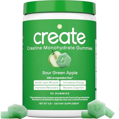 Create Creatine Monohydrate Gummies 1.5g – Vegan, Sour Green Apple