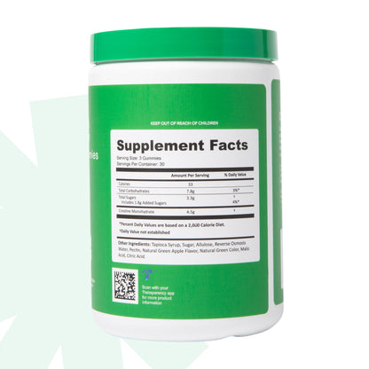 Create Creatine Monohydrate Gummies 1.5g – Vegan, Sour Green Apple