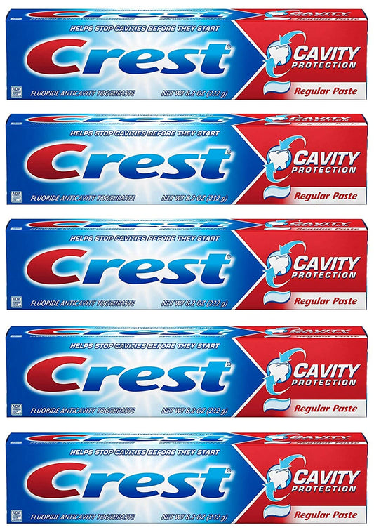 Crest Fluoride Anticavity Toothpaste - Regular Paste, 8.2 oz, Pack of 5