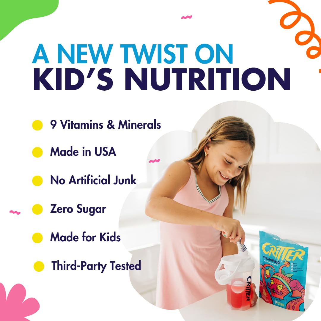Critter Vitamin H2O – Kids’ Hydration & Multivitamin Drink Mix | Electrolytes & Natural Flavors