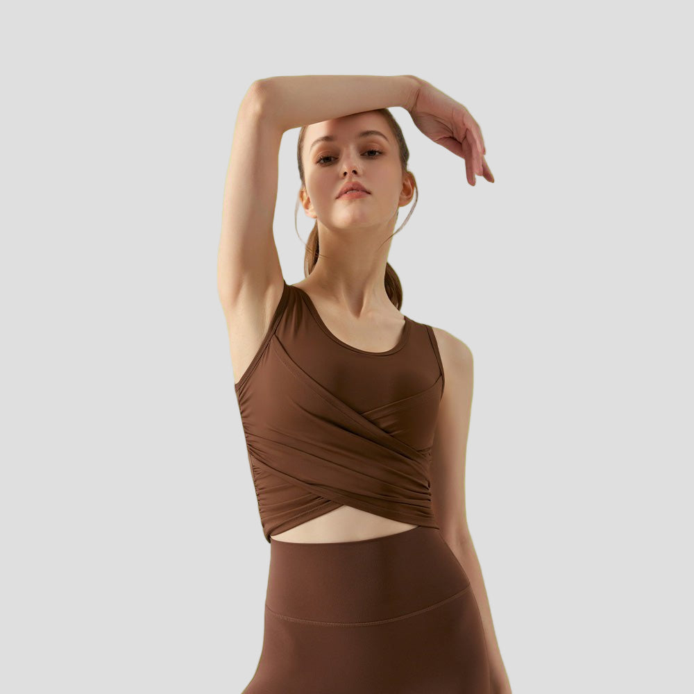 Cross Pleated Tank Top UPF 50+