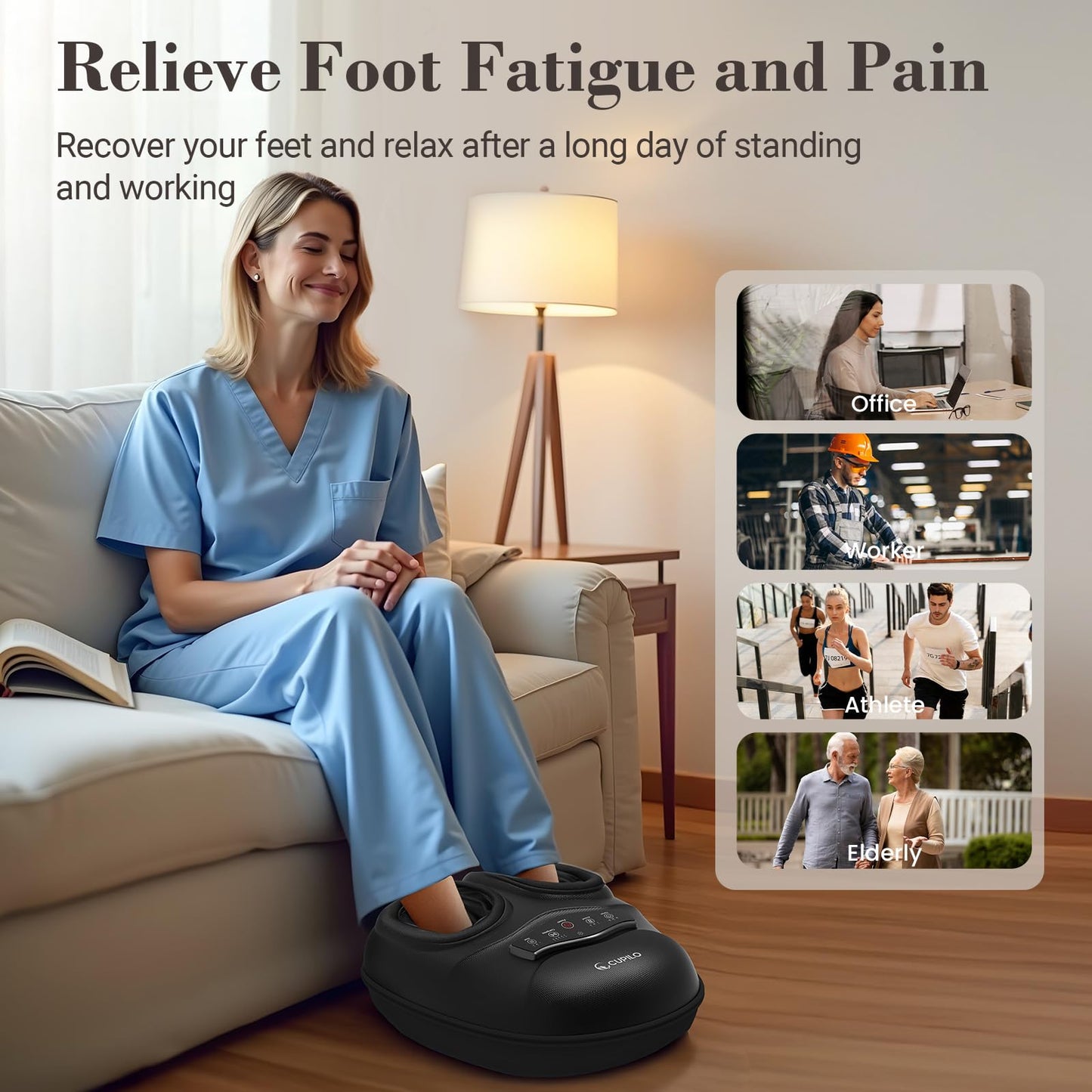 CuPiLo FSA/HSA Foot Massager with Heat & Remote – Shiatsu, 5 Compression Levels