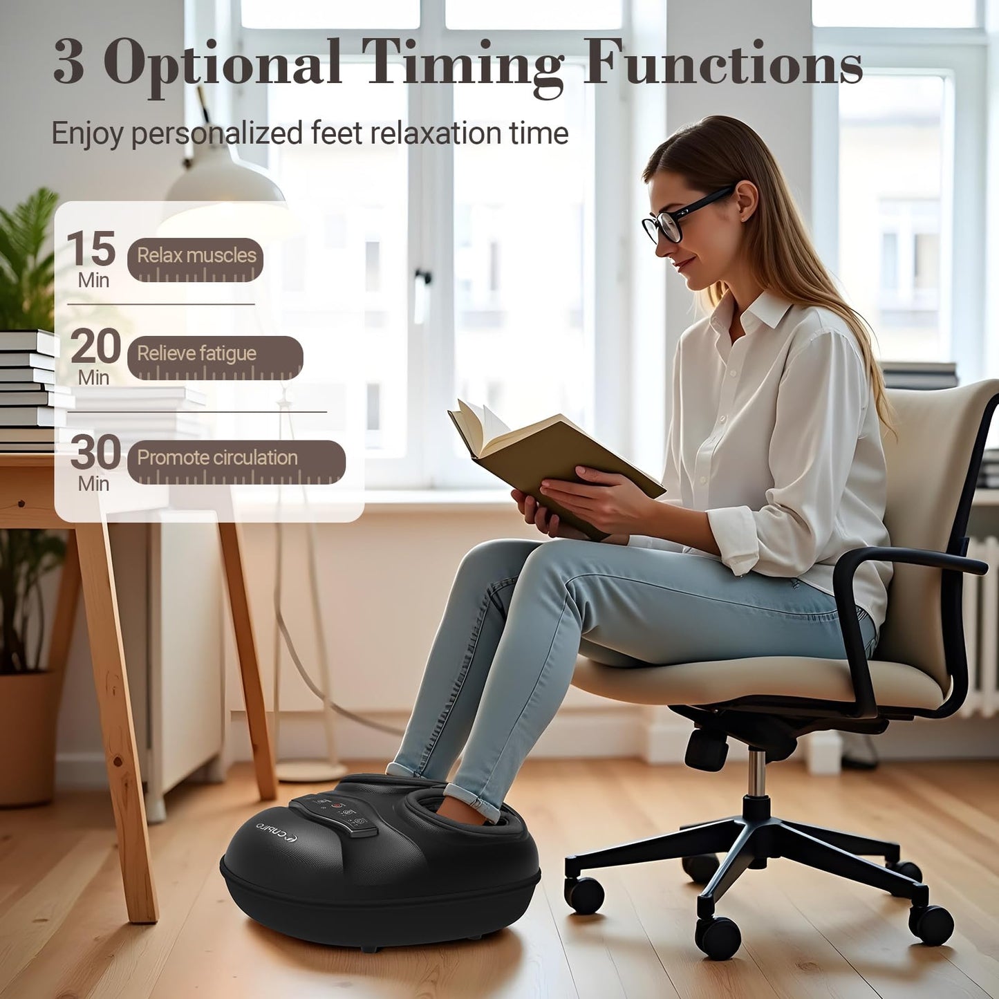 CuPiLo FSA/HSA Foot Massager with Heat & Remote – Shiatsu, 5 Compression Levels