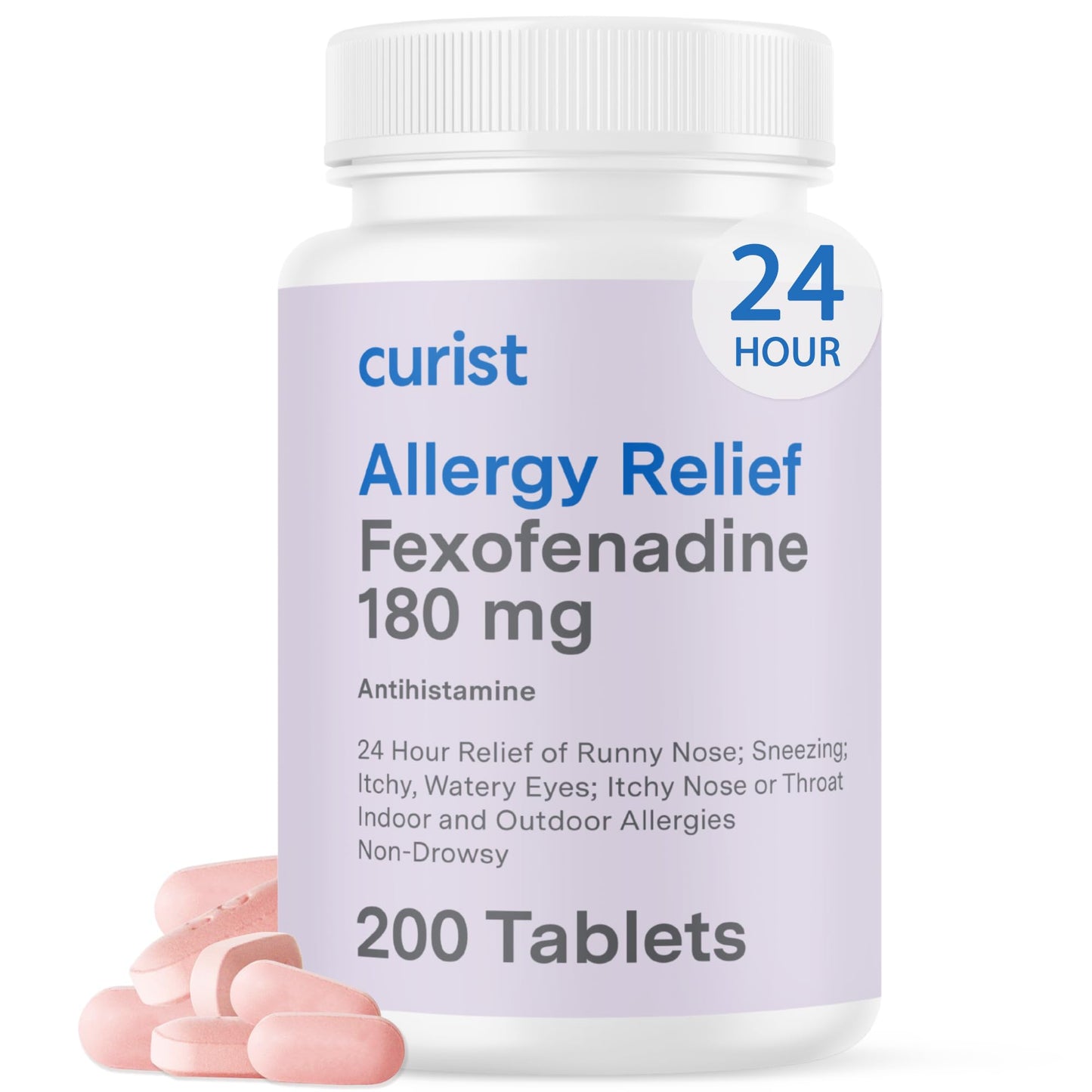 Curist Fexofenadine 180mg (200 Tablets) Non-Drowsy Allergy Relief — 24-Hour All-Day Comfort