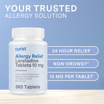 Curist Loratadine 10mg 365 Count | 24-Hour Non-Drowsy Allergy Medicine