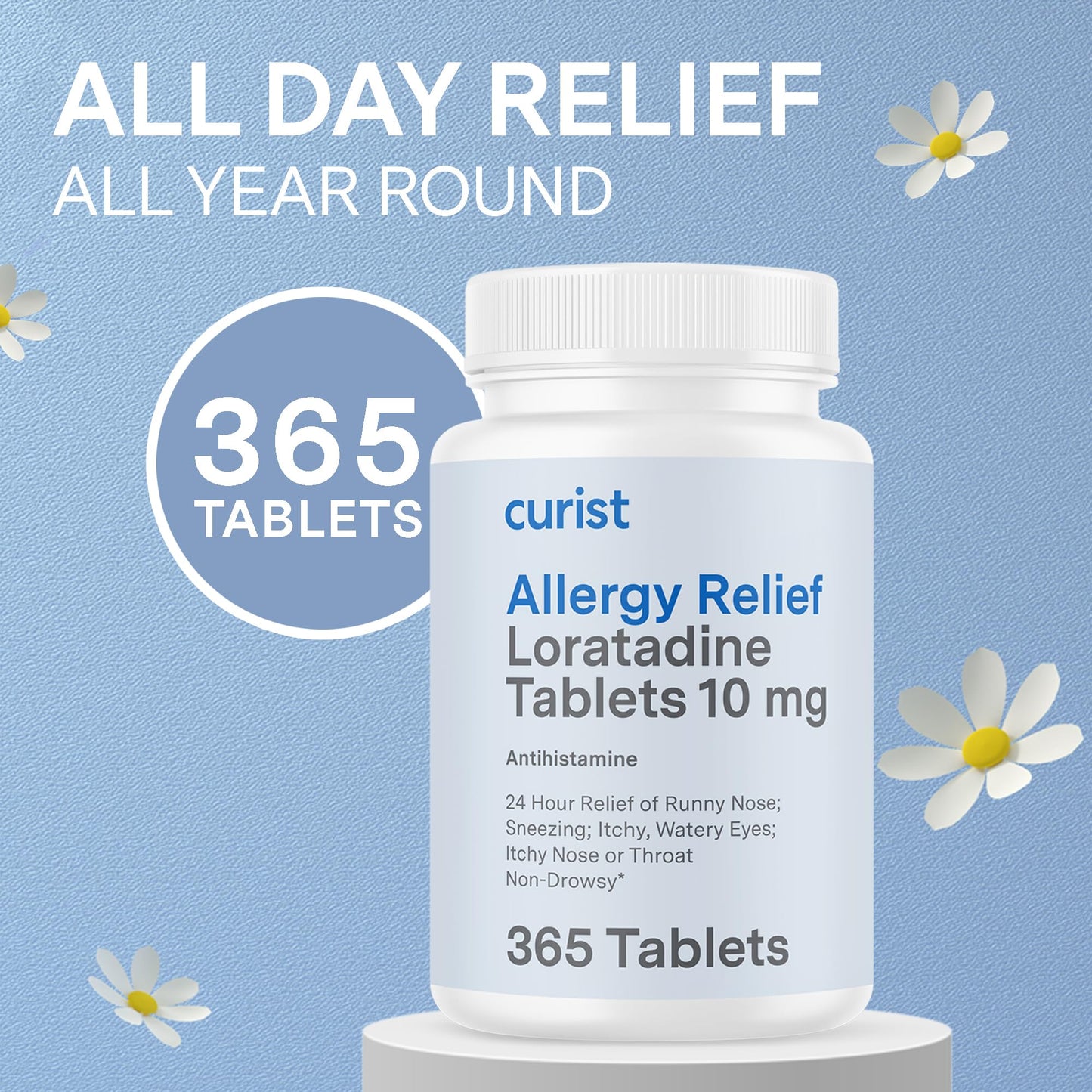 Curist Loratadine 10mg 365 Count | 24-Hour Non-Drowsy Allergy Medicine