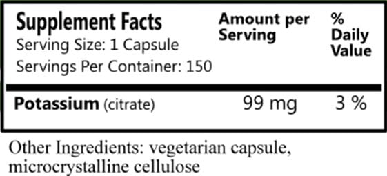 Daily Manufacturing Potassium Citrate | 99 mg Elemental Potassium - 150 Veg Capsules