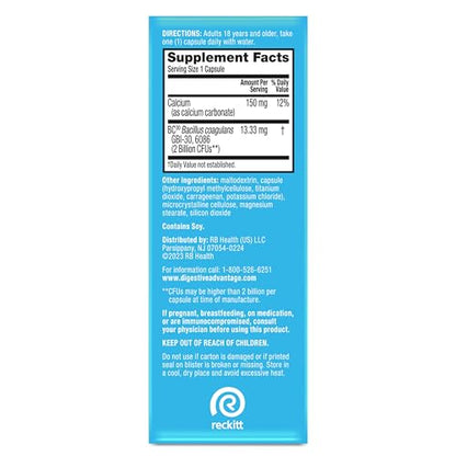 Daily Probiotic Capsule – Digestive Advantage (30 Capsules) | BC-30 2B CFUs, Gut Health