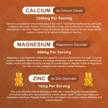 1200mg Calcium Gummies with D3, K2, B12 & B6 – Plant Complex Calcium Magnesium with Sea Moss