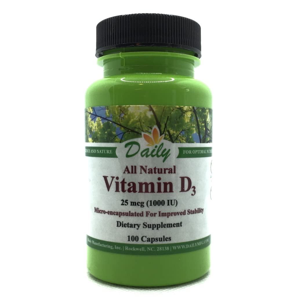 Vitamin D3 1000 IU (25 mcg) – Non-GMO, Gluten Free, Kosher | Daily Manufacturing