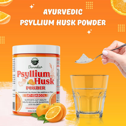 Danodia Foods Organic Psyllium Husk Powder – Mild Orange Flavor (200g) | Gluten-Free Fiber Supplement