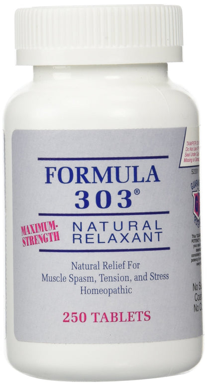 Dee Cee Laboratories Formula 303 Maximum Strength All-Natural Relaxant Tablets (250 Count) – Magnesium, Valerian Root, Passion Flower