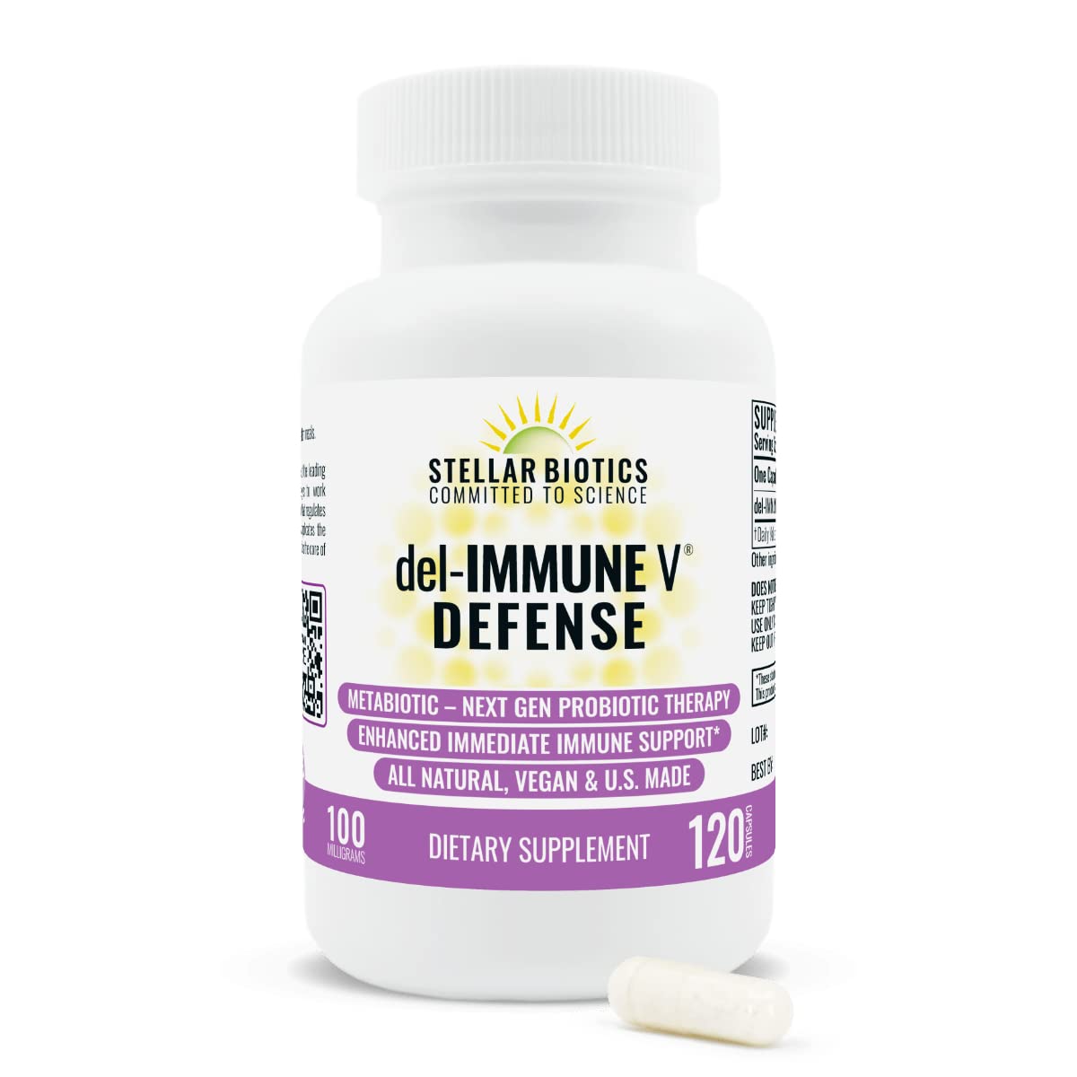 Del-Immune V Defense by Stellar Biotics – All-Natural Immune & Gut Support (120 Caps)