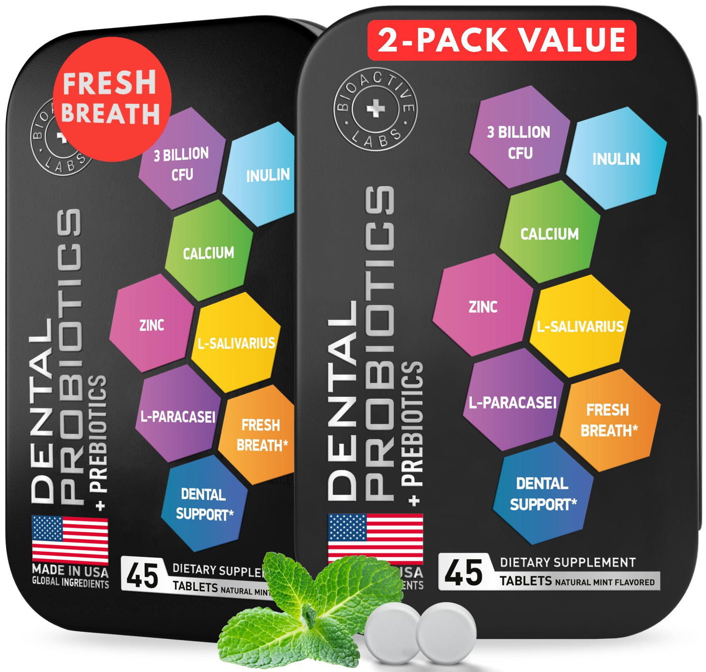 Dental Probiotics for Teeth and Gums | Lactobacillus Salivarius + Prebiotic Probiotic Blend