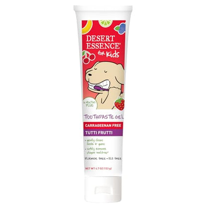 Desert Essence Fluoride-Free Toothpaste Gel for Kids – Tutti Frutti – Safe for Toddlers & Babies, 4.7oz