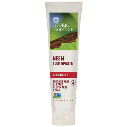 Desert Essence Neem Toothpaste - Cinnamint, 6.25 oz | Fluoride-Free Natural Oral Care