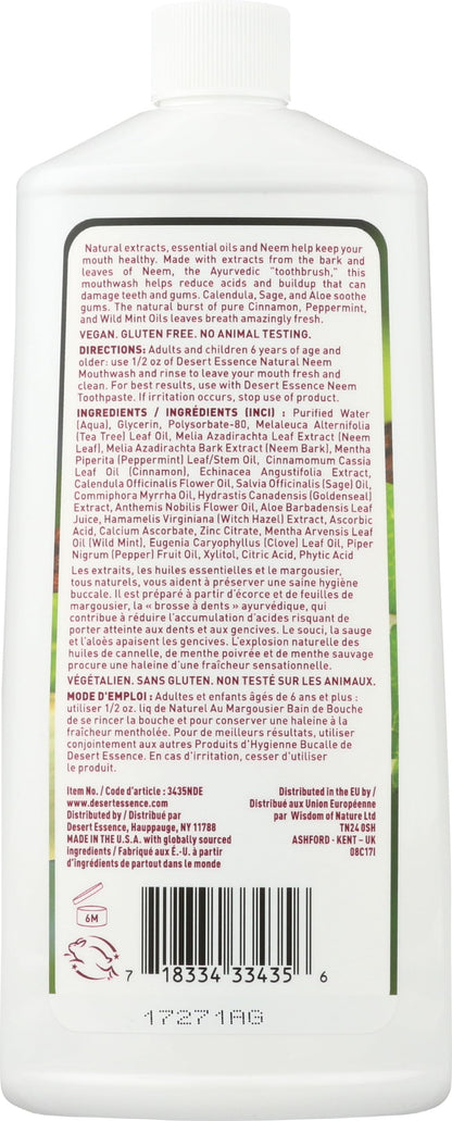 Desert Essence Alcohol-Free Mouthwash with Tea Tree Oil & Aloe – Sugar-Free, Cinnamint, 16oz | Vegan, Non-GMO