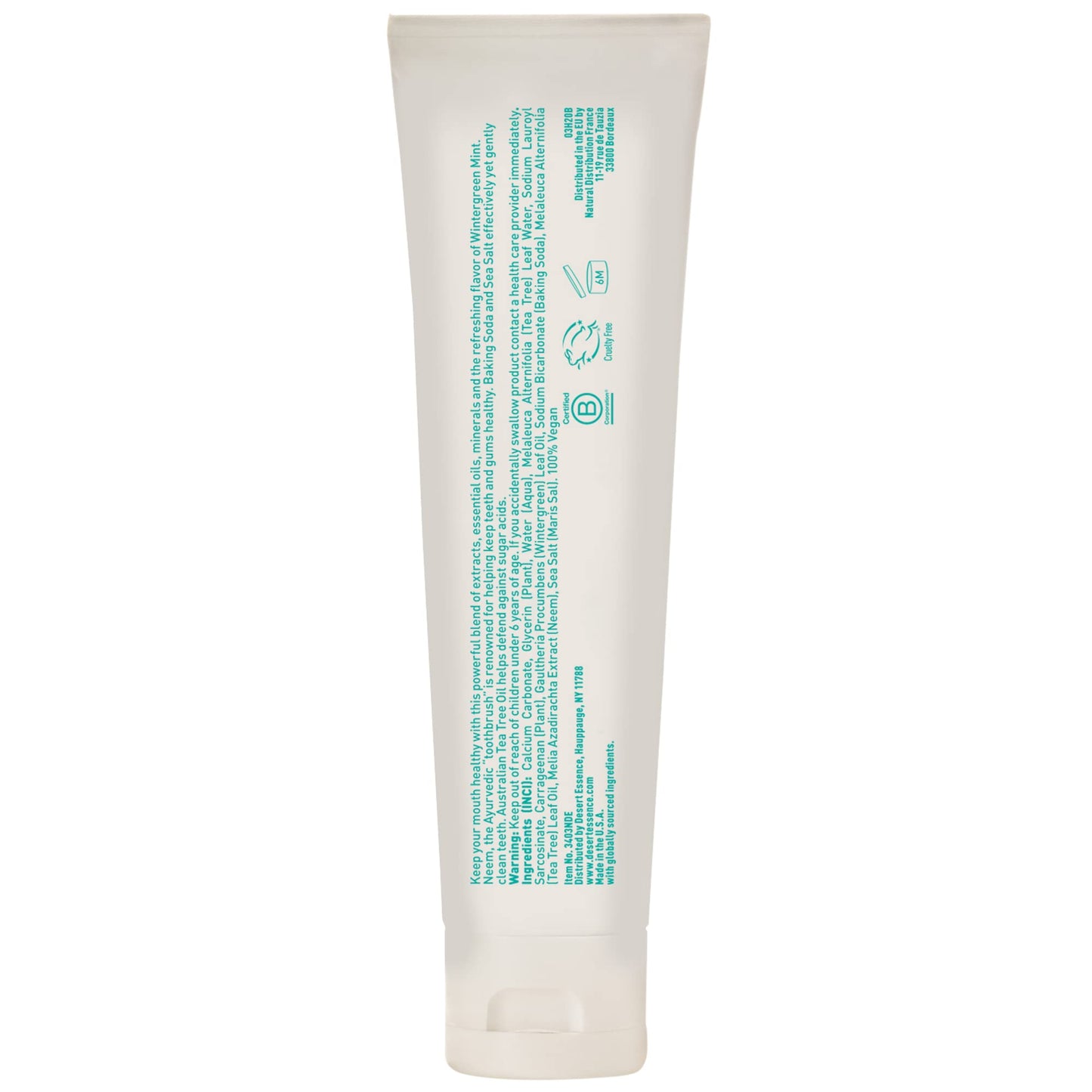 Desert Essence Tea Tree Oil & Neem Toothpaste - 6.25 oz, Pack of 6 - Fluoride & Gluten Free