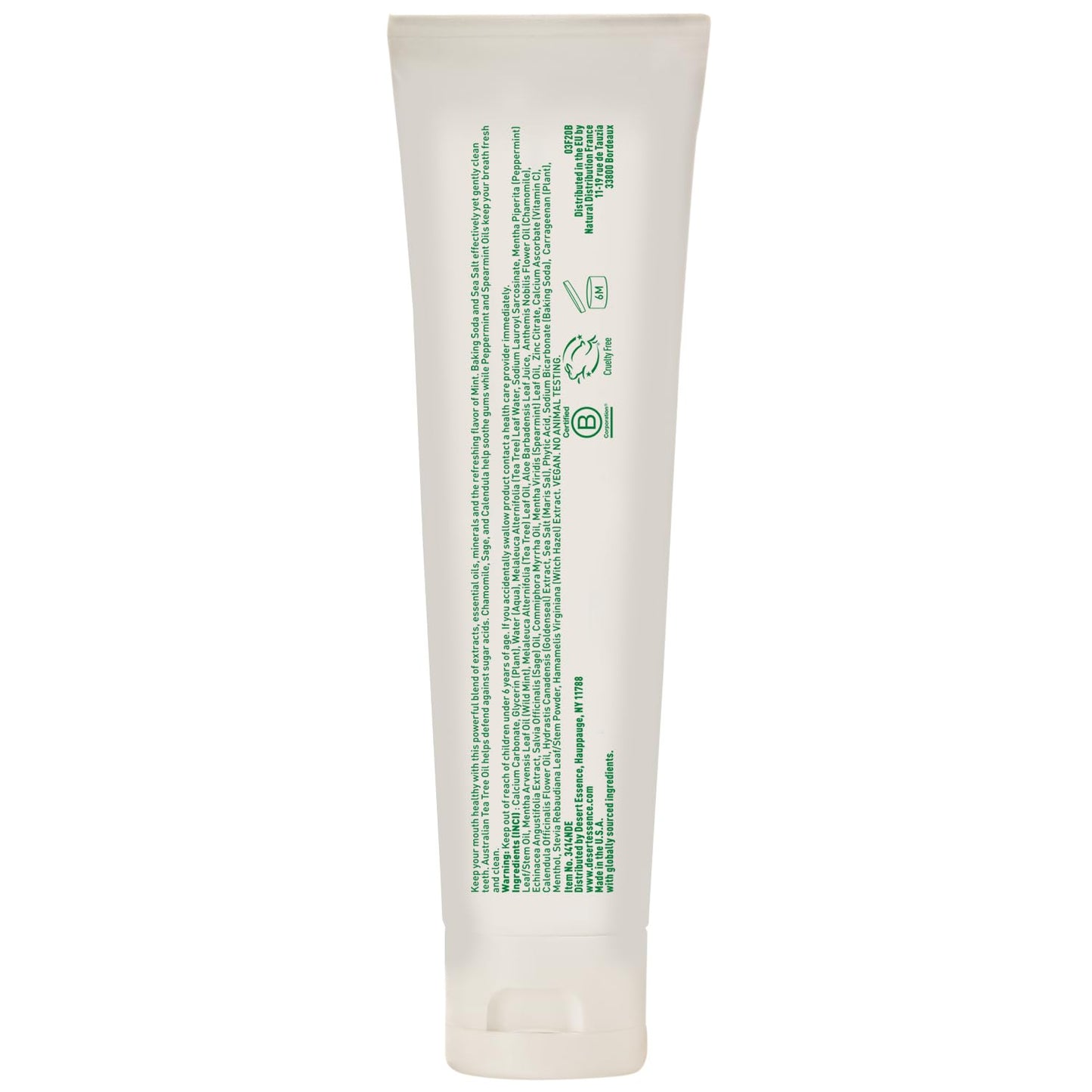 Desert Essence Tea Tree Oil Ultra Care Toothpaste - Mega Mint (6.25 oz) – Soothe Gums, Reduce Plaque, Fresh Breath