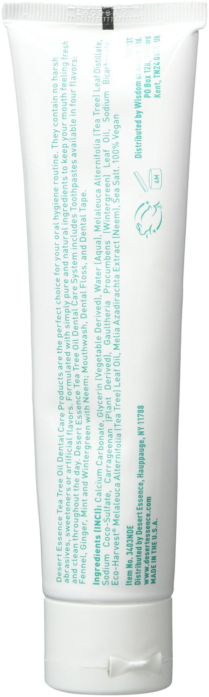 Desert Essence Tea Tree Oil Wintergreen Toothpaste, 6.25 oz, 2 per Case